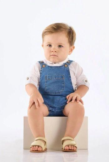 Jardineira Jeans Bebê Menino